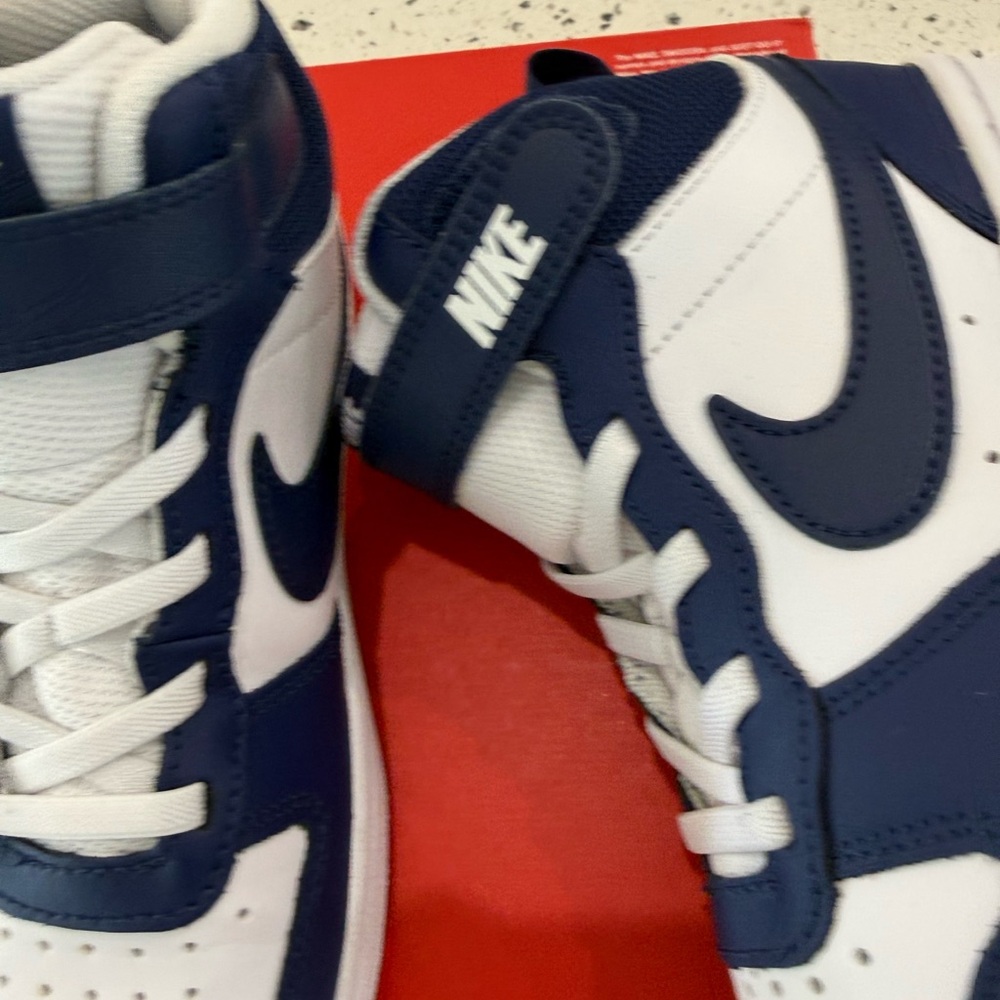New boys girls Nike Kids High-Top Sneakers - Navy & White Sz 1.5 - Picture 7 of 9